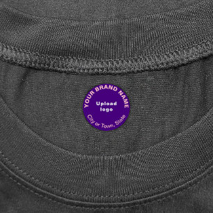 Etiquetas Marca comercial sobre ropa de pequeño círculo púrp