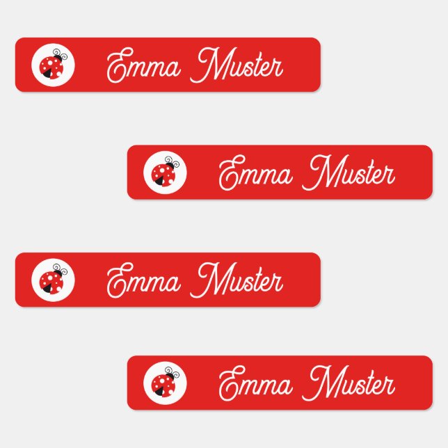 Etiquetas Marienkäfer - rot - 96 schmale Kinder  (Grupo)
