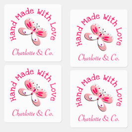 Etiquetas Mariposa hecha a mano con el producto de amor pers