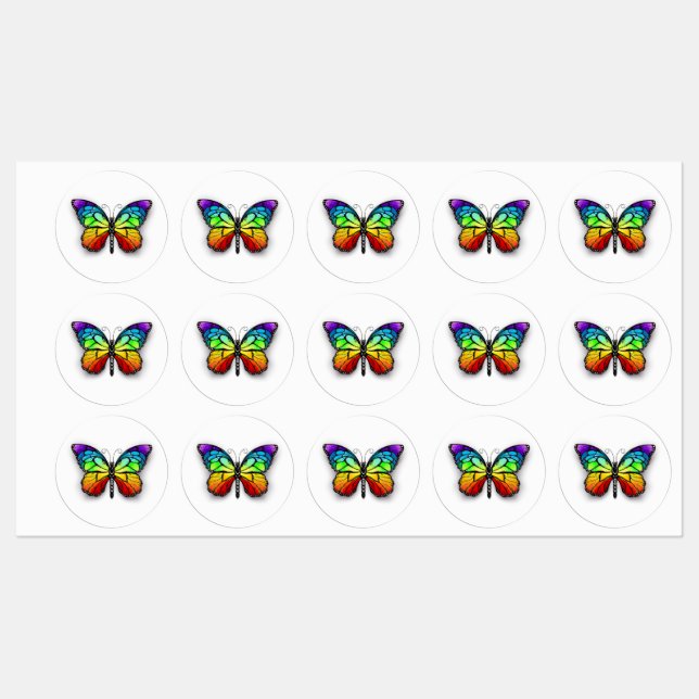 Etiquetas Mariposa monarca arcoíris (Hoja)