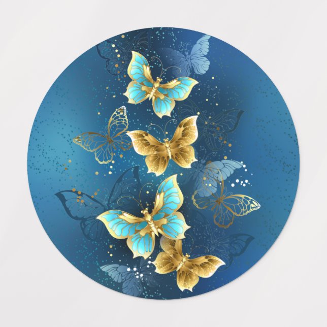 Etiquetas Mariposas doradas (Diseño 1)