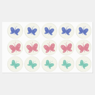 Etiquetas Mariposas Mínimas con Colores Básicos