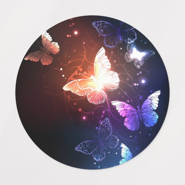 Etiquetas Mariposas nocturnas brillantes (Diseño 1)
