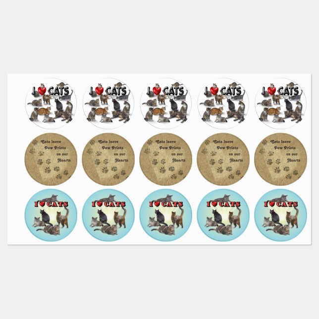 Etiquetas Me encantan los gatos (Hoja)