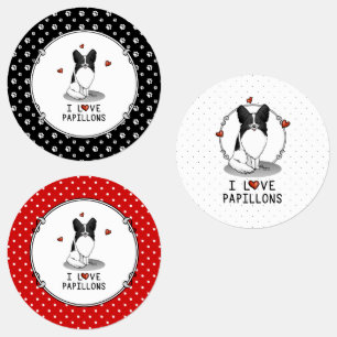 Etiquetas Me encantan los Papillones (blancos y negros) Cora