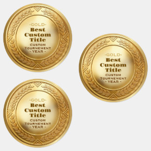 Etiquetas Medalla de oro realista 3D personalizable y editab