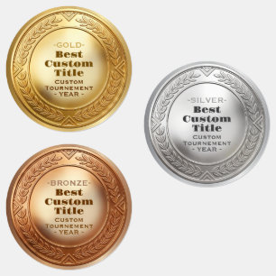 Etiquetas Medalla de oro realista 3D personalizable y editab