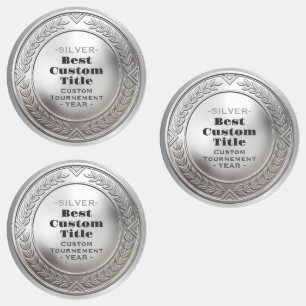Etiquetas Medalla de plata realista 3D personalizable y edit