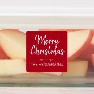 Etiquetas Merry Christmas Script Monograma Comida a prueba d