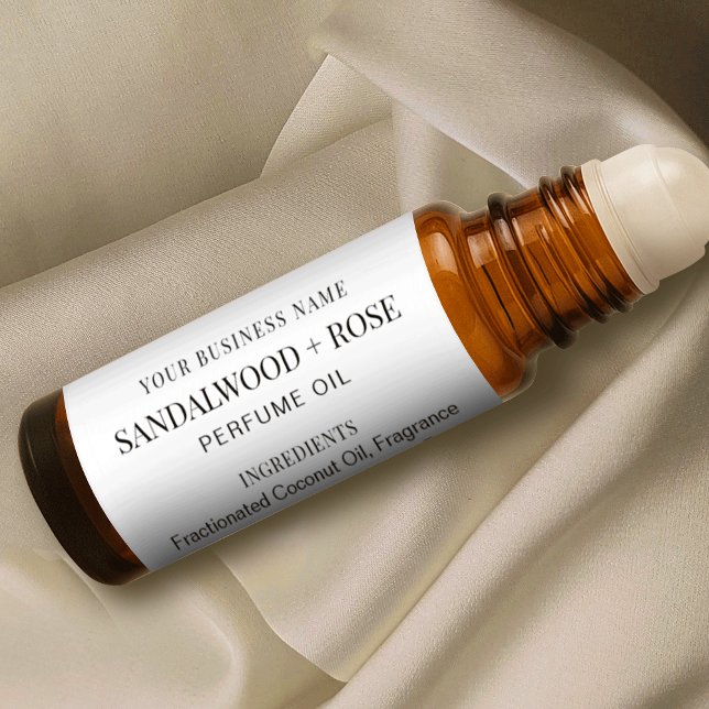 Etiquetas minimalistas de 10 ml de aceite perfume  (Minimalist modern perfume oil roller bottle wraparound label)