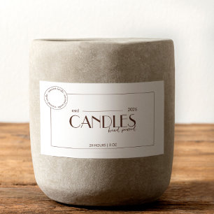 Etiquetas minimalistas de velas blancas y pekinesa