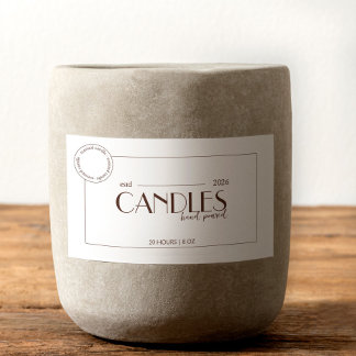 Etiquetas minimalistas de velas blancas y pekinesa