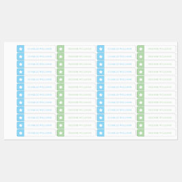 Etiquetas Modern Cute Stars Kids Color Coded Name Labels