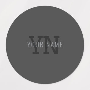 Etiquetas Modern Dark Gray Monogrammed Name (u otro texto)