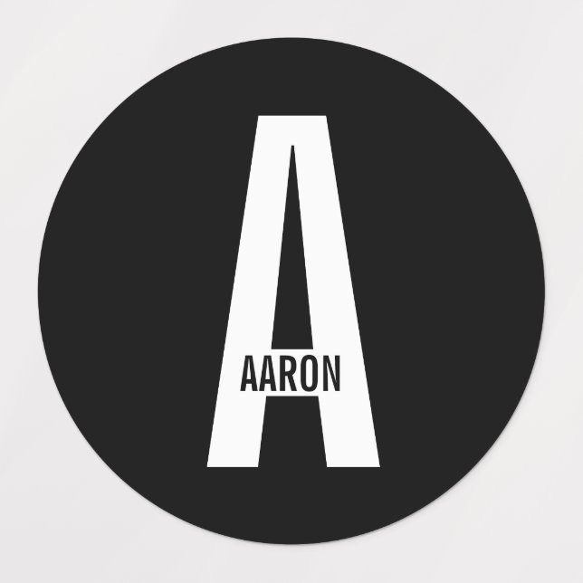 Etiquetas Modern Personalized Bold Monogram and Name Labels (Diseño 1)
