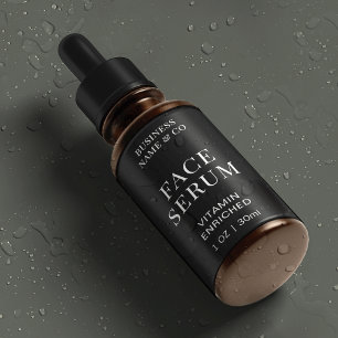 Etiquetas Moderna cara negra suero 1 OZ botella impermeable