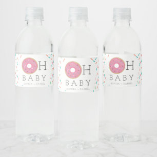 Etiquetas modernas de botellas de agua de Donut Ba
