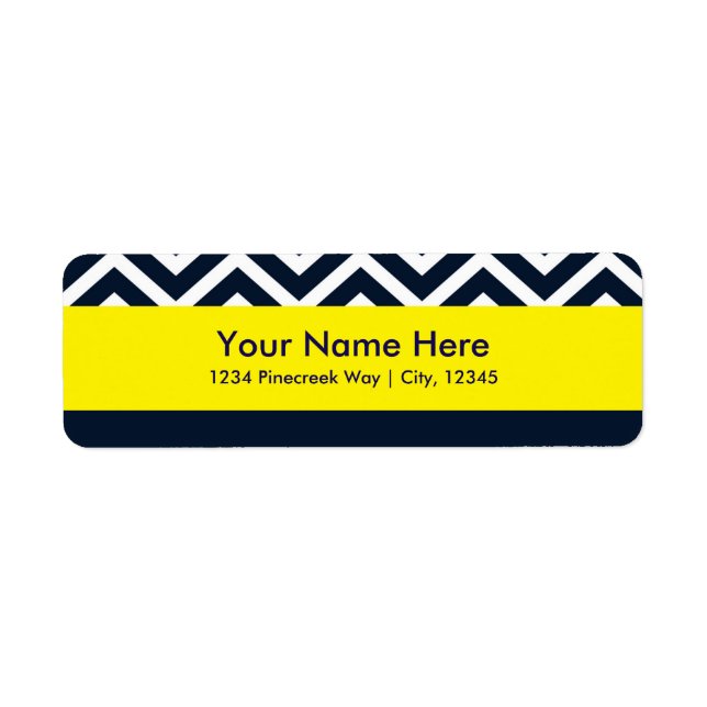 Etiquetas modernas de direcciones amarillas azules (Frente)