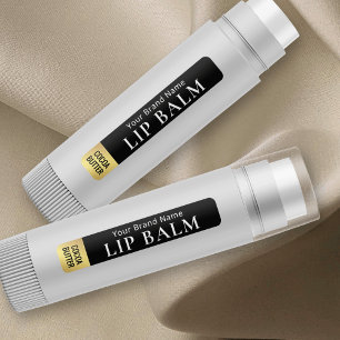 Etiquetas Moderno Lápiz labial negro y dorado Balm impermeab