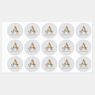 Etiquetas Moderno Monogramado Inicial A & Name Personalizado