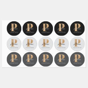 Etiquetas Moderno Monogramado Inicial P & Name Personalizado