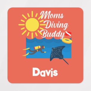 Etiquetas Moms Diving Buddy Design - Small Square Clothing L