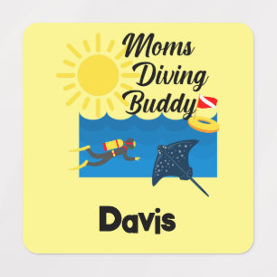 Etiquetas Moms Diving Buddy Design - Small Square Clothing L