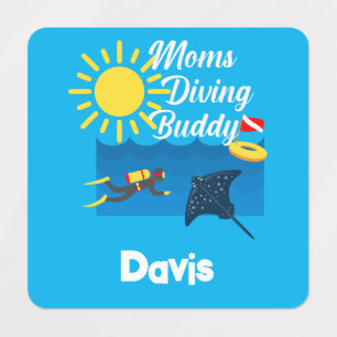 Etiquetas Moms Diving Buddy Design - Small Square Clothing L