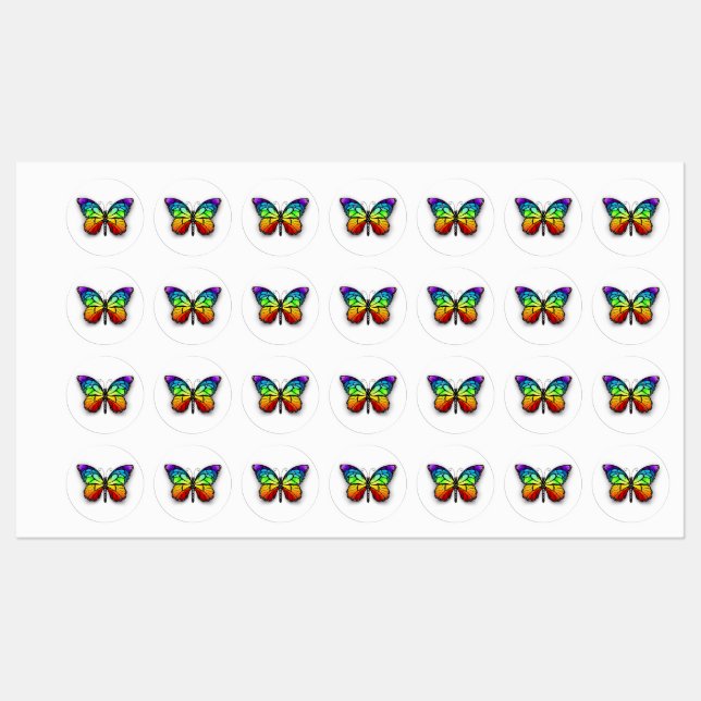 Etiquetas Monarca de mariposa arcoiris (Hoja)