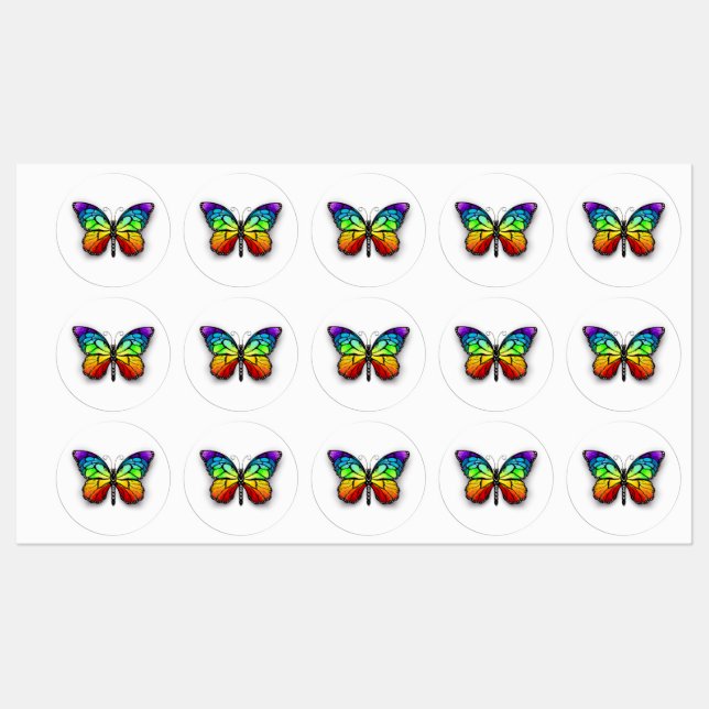 Etiquetas Monarca de mariposa arcoiris (Hoja)