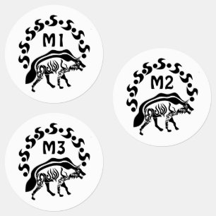Etiquetas Monograma de hiena tribal a rayas