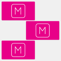 Monograma inicial simple y moderno | Blanco y rosa