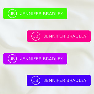 Etiquetas Monograma Nombre personalizado Chica Neon Boy mode