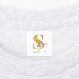 Etiquetas Monograma Nombre Verdor Floral Hierro En La Ropa