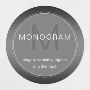 Etiquetas Monograma único de gris impermeable editable