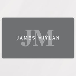 Etiquetas Monograma y nombre de color gris oscuro y moderno