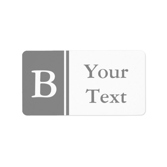 Etiquetas monogramadas grises personalizados o eti (Frente)