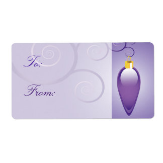 Etiquetas moradas de regalo de ornamento de Navida