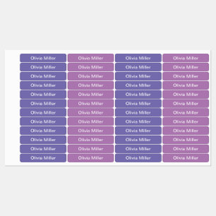 Etiquetas moradas para la guardería de los campame