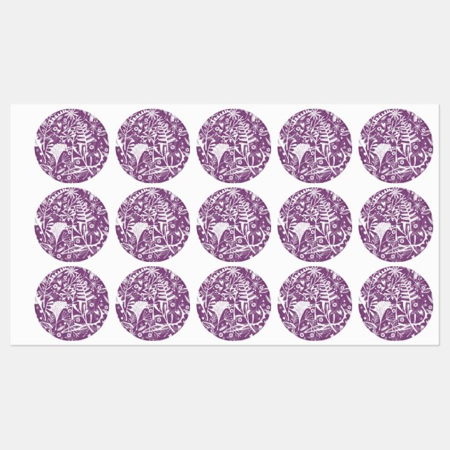 Etiquetas Morado floral botatánico moderno (Hoja)