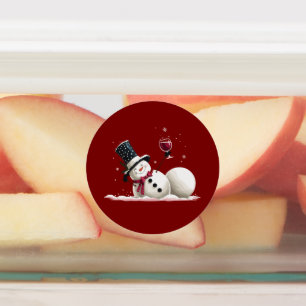Etiquetas Muñeco de nieve con regalo de Navidad de vino Fies