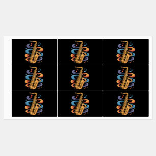 Etiquetas Música de Saxofón Colorida Flujo Instrumento de Ja