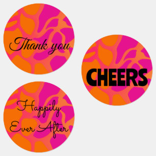 Etiquetas naranja de 15 juegos y gradiente rosado caliente s