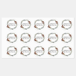 Etiquetas Narración de vintage de cocción casera Wreath flor