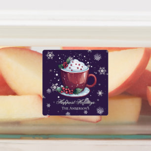 Etiquetas Navidades Chocolate caliente personalizada Purple 