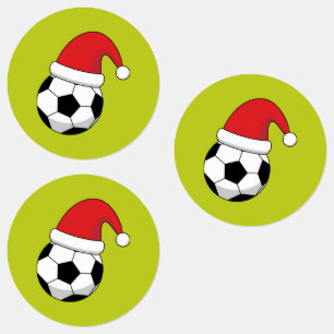 Etiquetas Navidades De Fútbol Con Gorra De Santa Claus