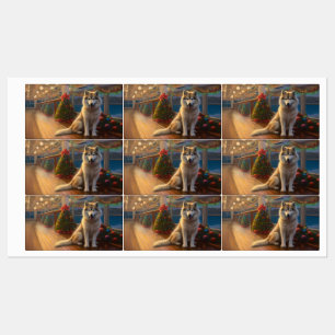 Etiquetas Navidades malamute de Alaska: feroz viaje