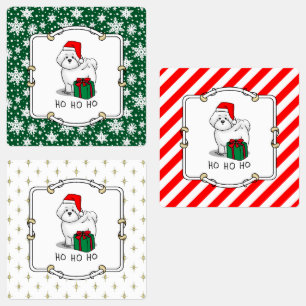 Etiquetas Navidades Santa Bichon Frise Dog Cute