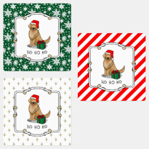 Etiquetas Navidades Santa Claus Golden Retriever Dog Cute