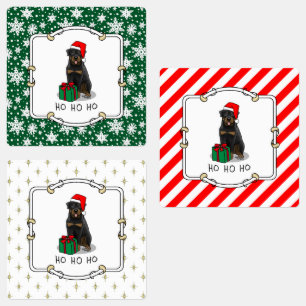 Etiquetas Navidades Santa Claus Gorra Rottweiler Dog Funny